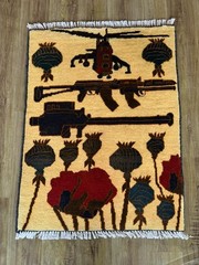 Opium Rug Afghan map Handmade Vintage War Rug afghanistan map Wool opium