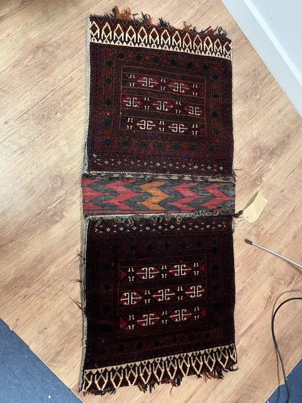 Vintage Kilim Chuval Rug Bag Fringed Afghanistan 120 cm x 55 cm Red Handmade gallery