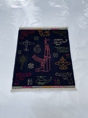 63x60cm Afghan War Rug War Rug Beautifully Made Merinos Rug Handicrafts #765