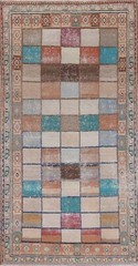 Antique Gabbeh Checked Traditional Area Rug 5×8 Wool Hand-knotted Foyer Carpet