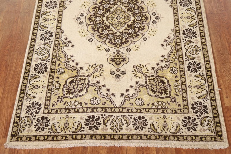 Ivory Vintage Traditional Accent Rug 3x5 ft Hand-knotted Wool Carpet gallery