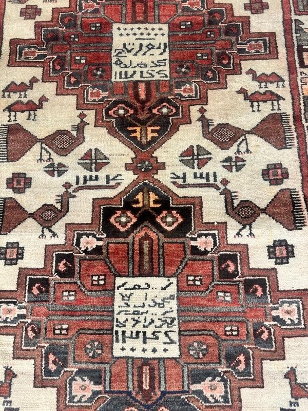 RARE Signed Dated Vintage Handmade Oriental Wool Runner Rug 3'6 x 9'2 Pictorial gallery