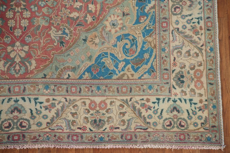 Vintage Wool Handmade Tebriz Pink/ Ivory Area Rug 6x10 Floral Living Room Carpet gallery