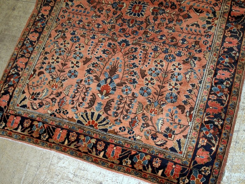 Handmade Antique Oriental Rug 94x158cm Salmon Shade 1920s Wool gallery