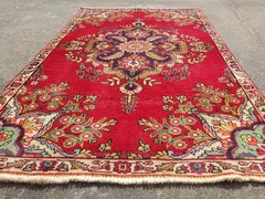Distressed Vintage Handmade Traditional Oriental Wool Multicolor Rug 166x111cm