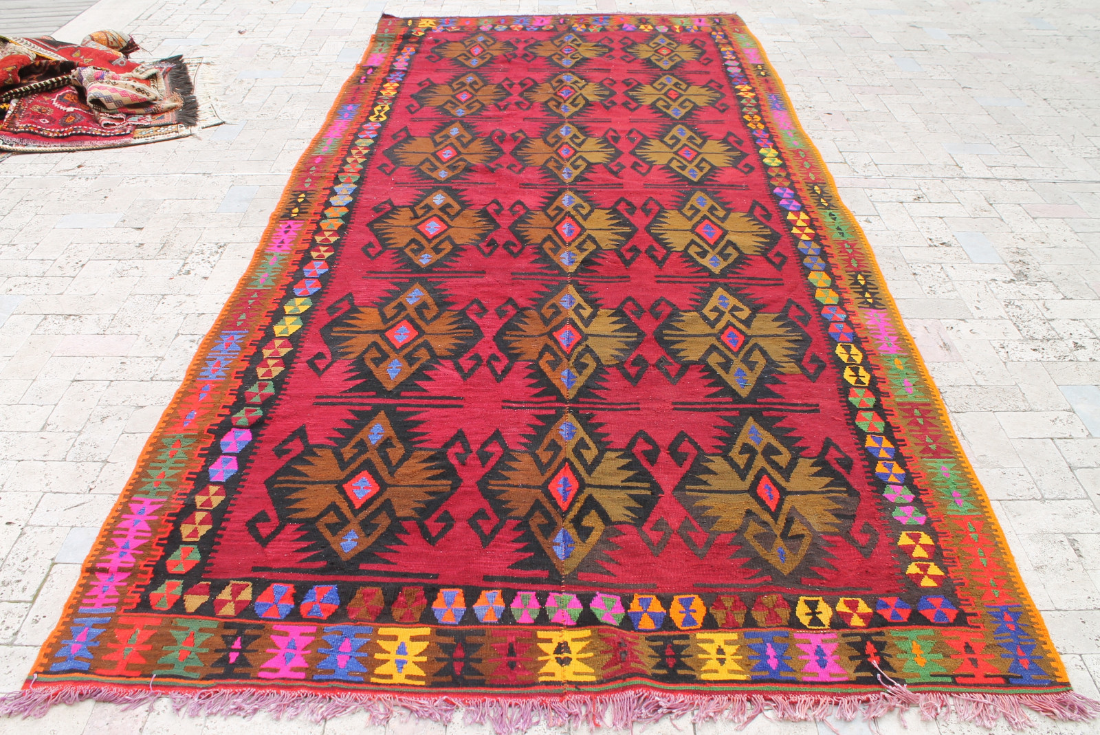 Turkish Kilim Rug 72''x157'' Hand Woven Kayseri Kilim 184x402cm gallery