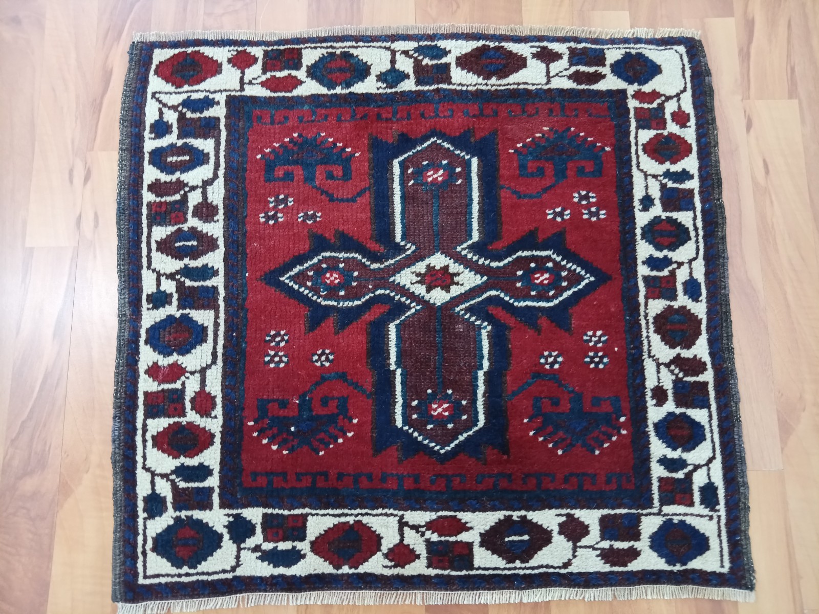 Antique Star Blue Rug, Heimdecor Blauer Teppich, Tribal Village Rug, Handmade gallery