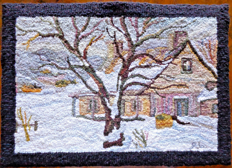 ANTIQUE 4 SIGNED QUEBEC SCENIC HANDHOOKED RUGS WOOL ON JUTE 14" X 20" EA PERFECT gallery