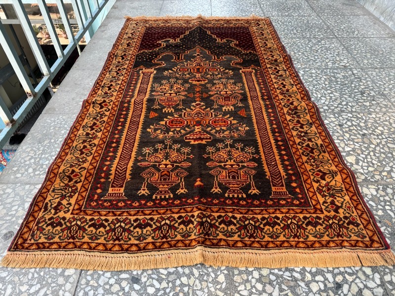 3x4 ft Antique Afghan Hand Knotted Rug Geometric Terracotta Brown Tribal Carpet gallery