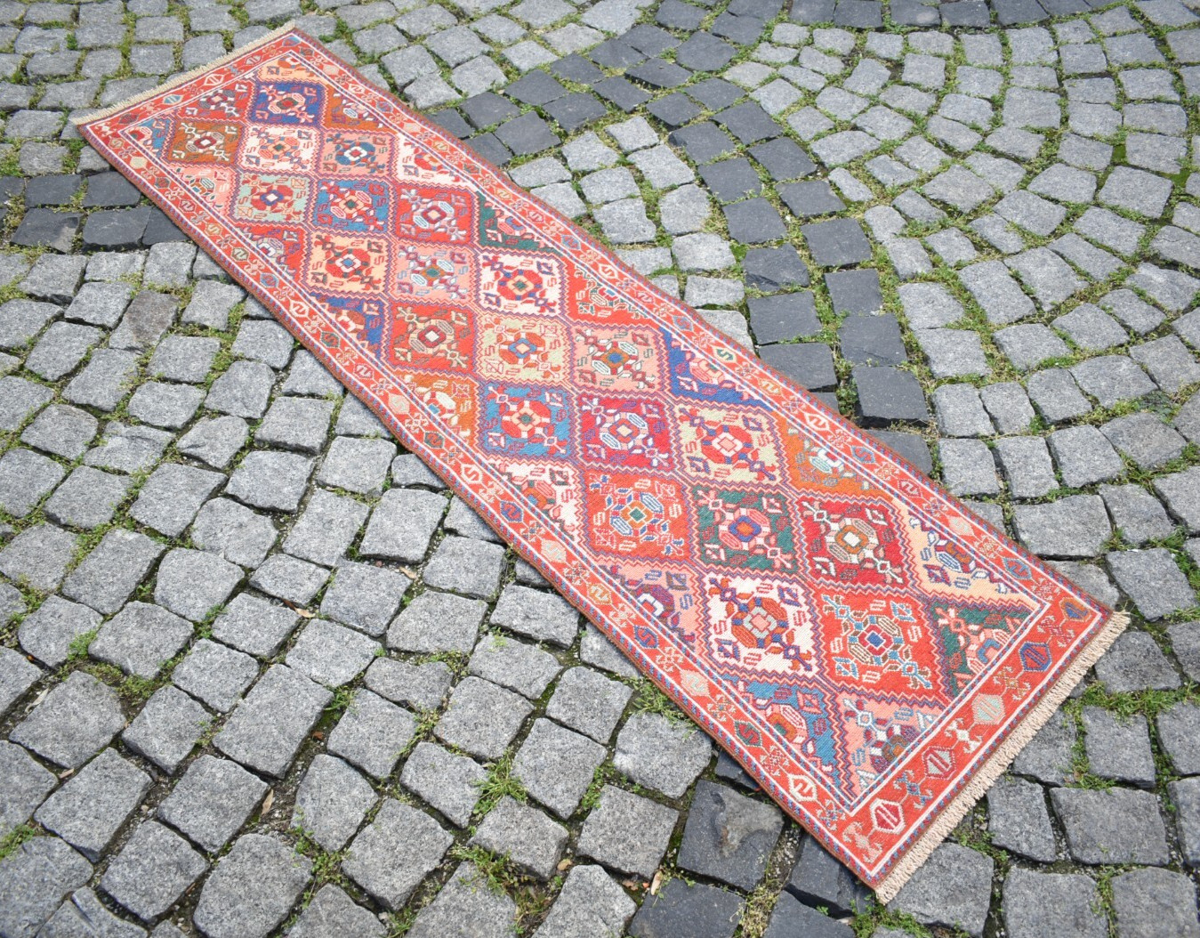 Soumak Rug 20'' x 77'' Rahrah Soumak Runner Rug Organic Wool Kitchen Wool Rug gallery