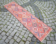 Soumak Rug 20” x 77” Rahrah Soumak Runner Rug Organic Wool Kitchen Wool Rug