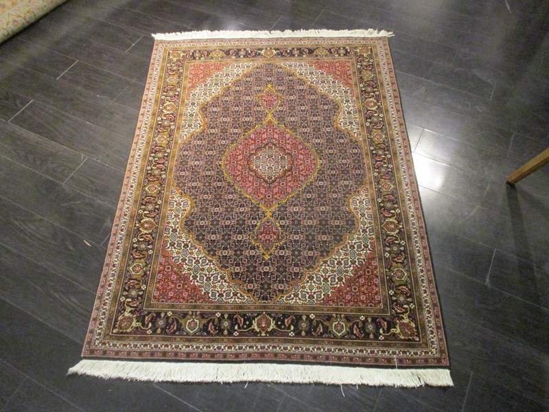 ESTATE Circa 1970 4x5 Intricate Rectangle Mahi Handmade Knotted Wool Rug 585339 gallery