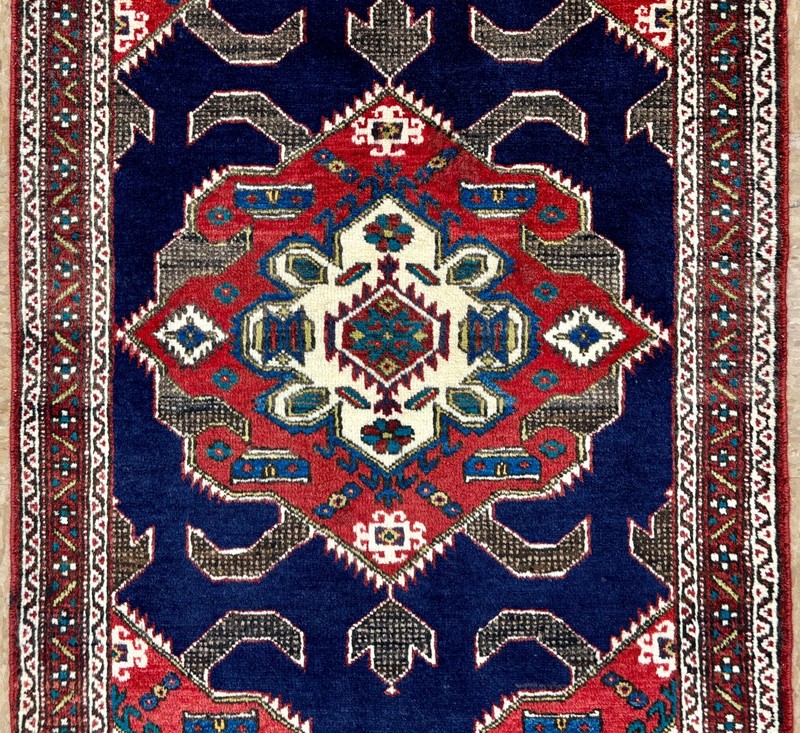 Vintage Ardebil Oriental Tribal Geometric Hand Knotted Wool Rug 2x4 Navy Blue gallery