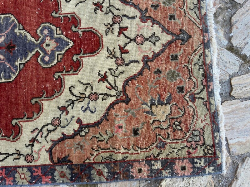 Hand-Woven Area Oushak Carpet 3x7 Pale Orange Wool Traditional Rug Home gallery