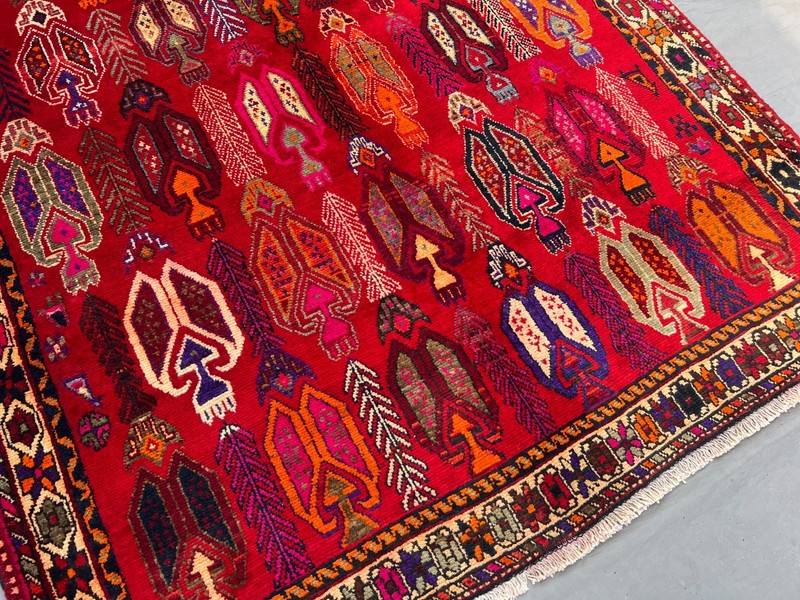 4'10 x 6'7 ft Vintage Afghan Handknotted Tribal Wool Red Geometric Area Rug gallery
