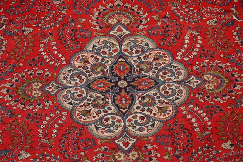 Vegetable Dye Traditional Area Rug 10x12 Ft Handmade Red Oriental Wool Carpet gallery