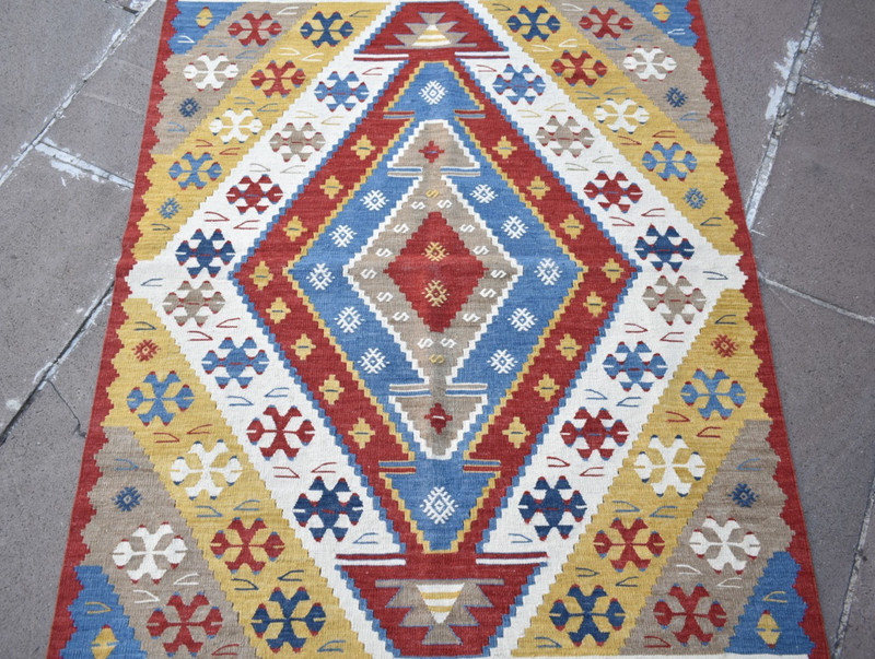 Turkish Rug 43'' x 64'' Super Fine Flat Weaving Oushak Rug Home Decor Wool Rug gallery