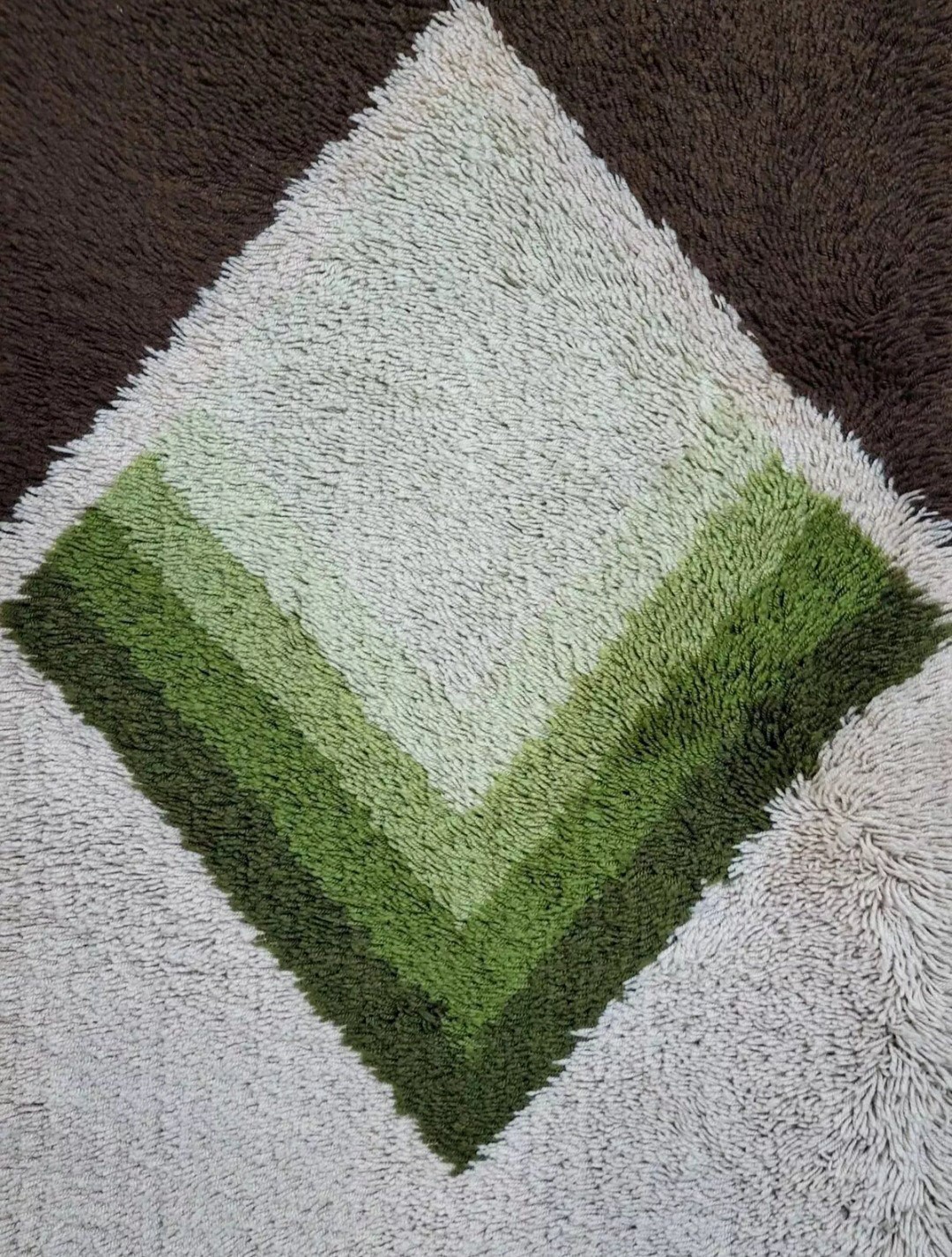 DESSO Allegro Rug Shag dralon wool green brown Pop Art vintage Mid Century 70s gallery