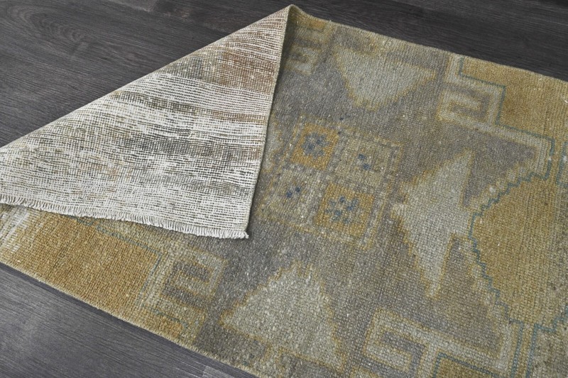 Oushak Turkish Doormat Rug 2x4 BEIGE Vintage Anatolian Handmade Small Kilim Rug gallery
