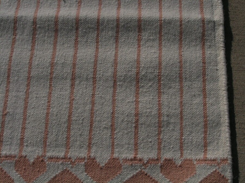 Fantastic Hand Woven Rug Carpet Area Heather's Peach Hearts Stripes 3x5 Wool LN gallery