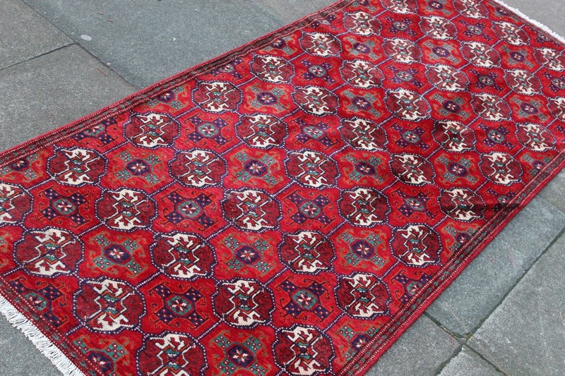 Vintage Worn Hand Made Traditional Oriental Wool Red Narrow Runner 208x86cm gallery