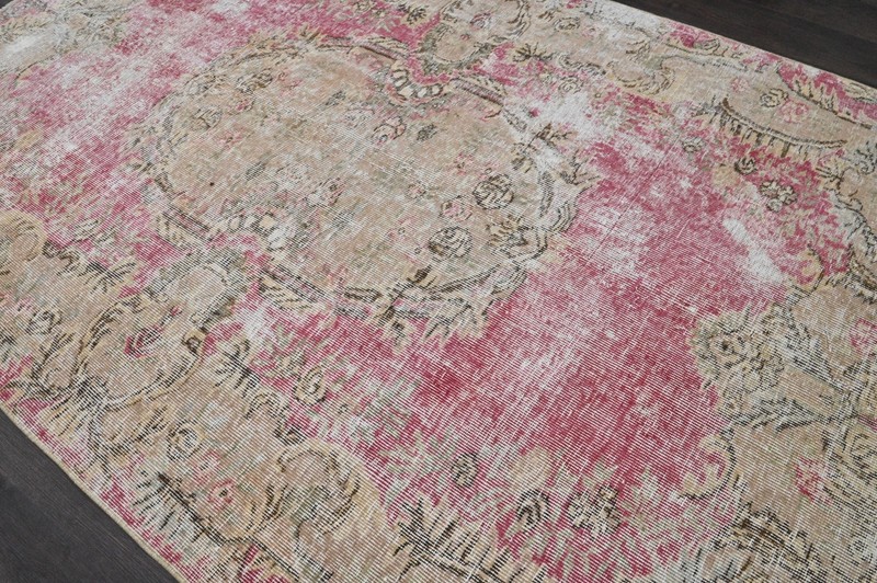 Oushak 5x8,Turkish Rug,vintage,anatolian,PINK,kilim,Bohemian,handmade,wool gallery