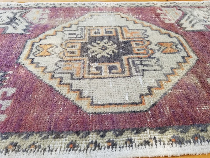 Bohemian Antique 1900-1930's Wool Pile Vegy Dye Tribal Rug 1'7''x2'9'' gallery