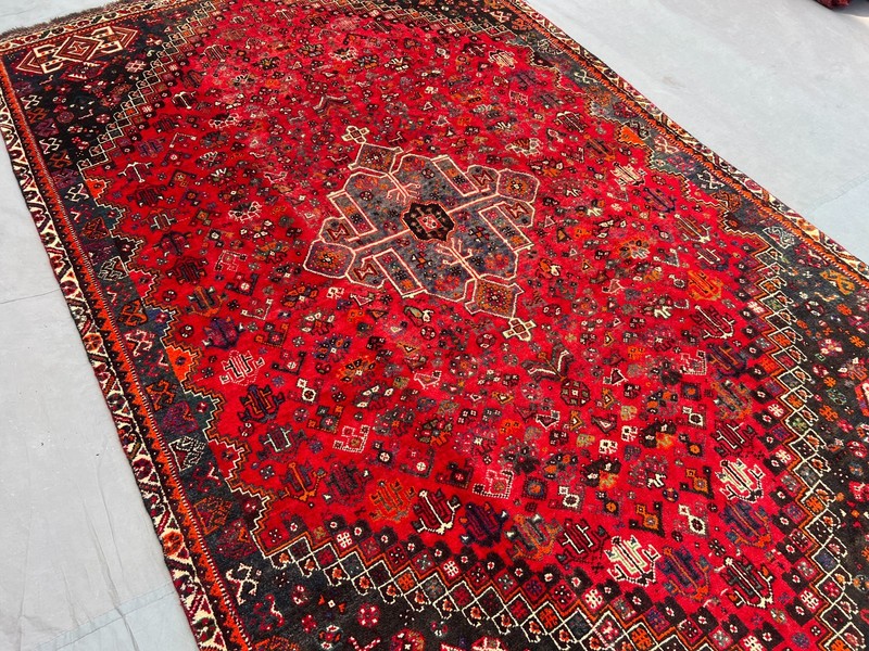 5'3x7'8 Vintage Afghan Baluchi Handnotted Red & Black Geometric Medallion Rug gallery