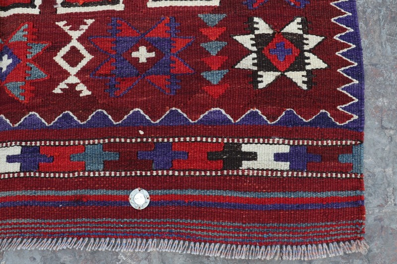Antique Afghan Hand Woven Tribal Moqari Kilim Rug 9'8 x4'6 Ft gallery