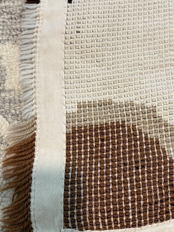 Vintage MCM Rya Abstract Art Brown And Cream Rug 1970’s gallery