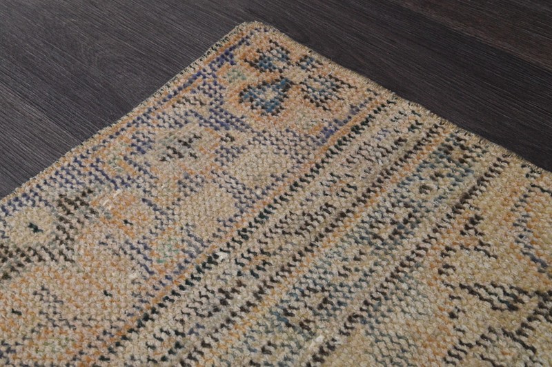 Oushak Turkish Doormat Rug 2x2 BEIGE Vintage Anatolian Handmade Small Kilim Rug gallery