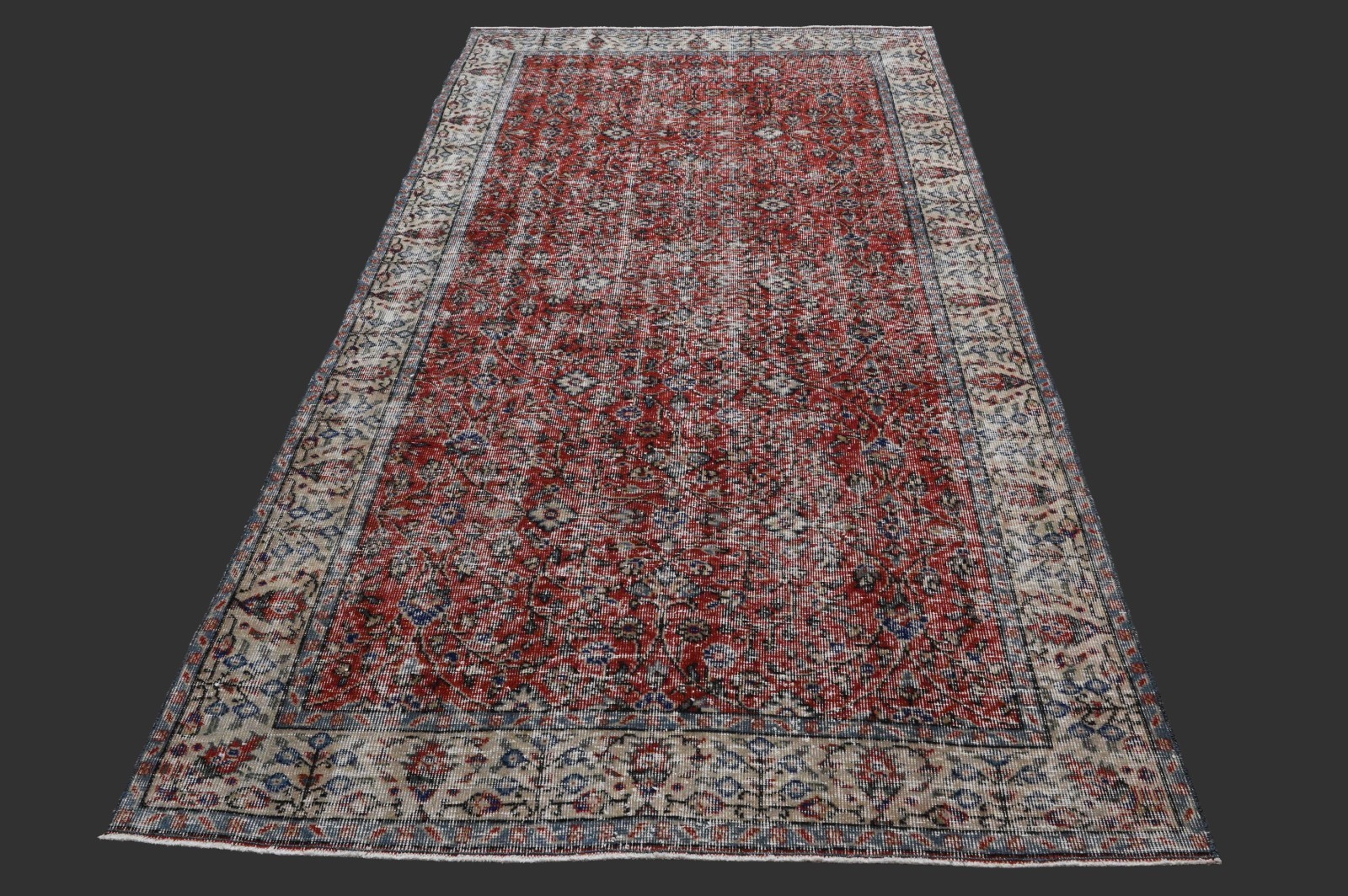 Vintage Turkish Oushak Rug, Red 5x9 ft, Handmade Wool, Bohemian Anatolian gallery