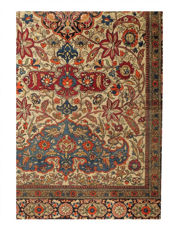 Beige Antique Hand-Knotted Wool Rug 4'4"x 6'7" gallery