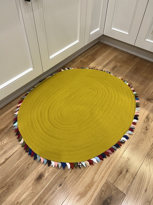 Vintage Multicolor Homemade Sewn Rag Rug Cottage Core, 29.5” X 26,” Great! gallery