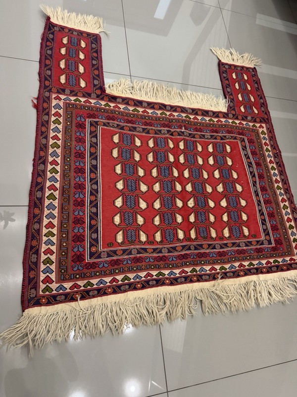 Antique Tribal Turkman Rug Saddle Bag Wool Camel Textile Weaving Blanket 46x45 gallery