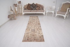 Turkish Vintage Runner Rug 2×9 Handmade Muted Organic Carpet Wool Runner,509