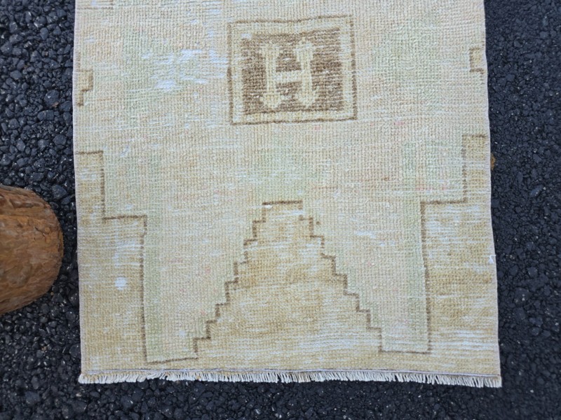 2x4 Ft Vintage Neutral Small Rug, Turkish Oushak Wool Rug, Beige Brown Area Rug gallery