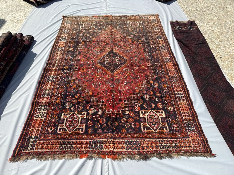 Terracotta Caucasian Muted Tribal Rug 6x8 ft Red Geometric Persian Faded Carpet gallery