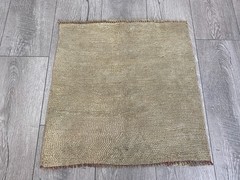 Square rug, Vintage rug, Turkish mini rug, Small rug, Brown rug, 1.7 x 1.7 ft