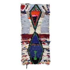 Moroccan Handmade Vintage Rug 2’2×4’9 Berber Geometric Blue Cotton Area Carpet