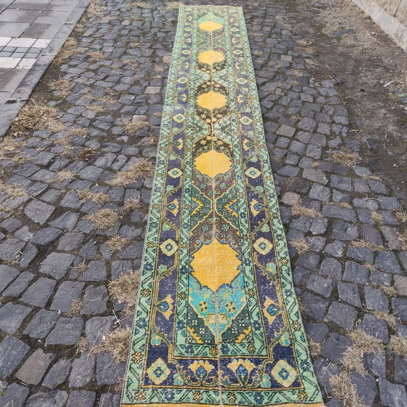 2x13 Turkish kitchen rug 2.17 x 13.16 ft Vintage Patchwork 66 x401 cm Runner Rug gallery