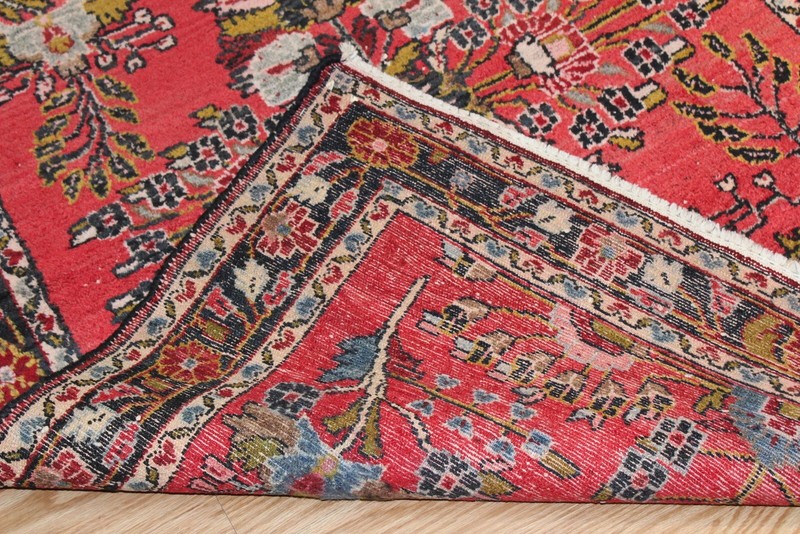 Handmade Lilihan Rug 3'7" x 5' Wool rug Red floral matches Heriz Sarouk Hamadan gallery