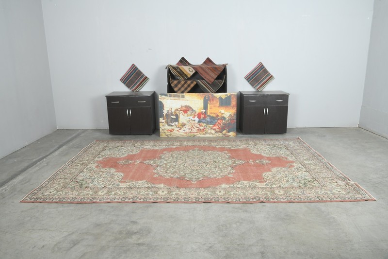 Oversize Turkish Rug 7x11 Hand-Knotted Vintage Oushak Wool Rug Large Carpet,734 gallery