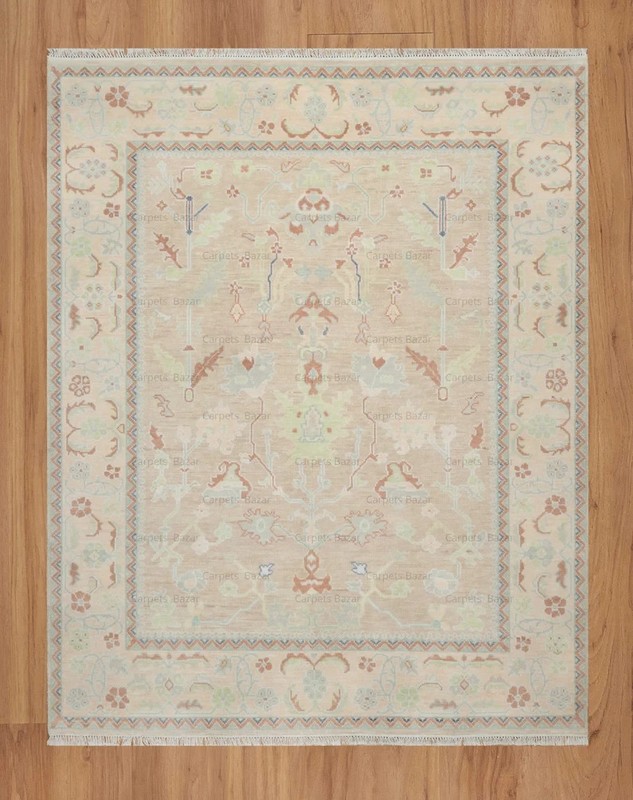 Vintage Turkish Oushak Rug, Beige 9X12 ft, Handmade Wool, Bohemian Anatolian gallery