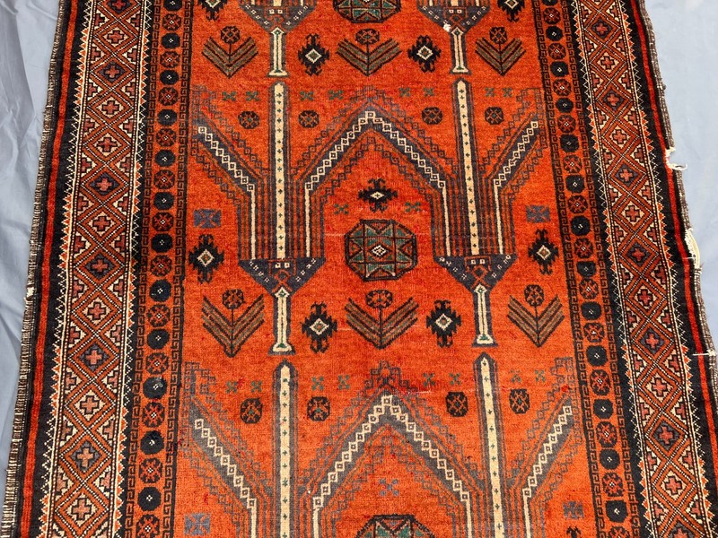 Antique Orange Afghan Rug 3'10 x 6'6 ft – Hand Knotted Nomadic Tribal Carpet gallery
