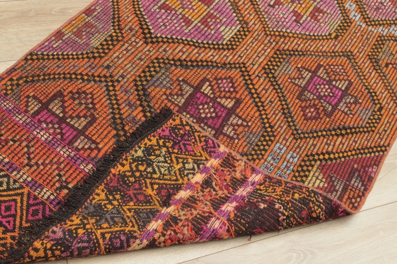 Turkish Tribal Runner Rug Ethnic Cappadocia Handwoven Unique Kilim Carpet 3x9ft gallery