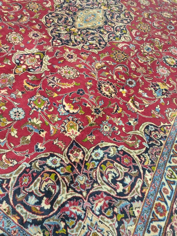 Antique Oriental Hand-Knotted Wool Area Rug Red/Blue Live/Dine Room 9'7" x 12'5" gallery