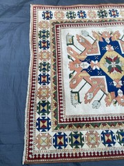 Vintage Old Used Turkish Handmade Wool Rug Carpet Size 180 Cm x 180 Cm