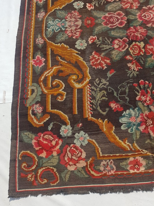 Antique Traditional Handcrafted Bessarabian Kilim Rug for Home Décor 273x201 cm gallery