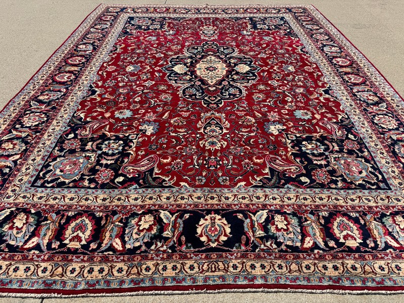 RED VINTAGE RUG 10x13 ANTIQUE hand-knotted handmade BLUE oriental 9x12 10x14 ft gallery